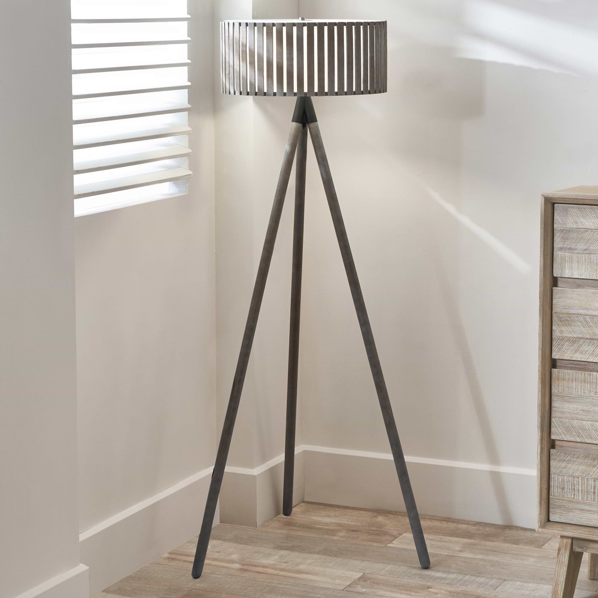 Rabanne Antique Wood Slat Tripod Floor Lamp from Roseland