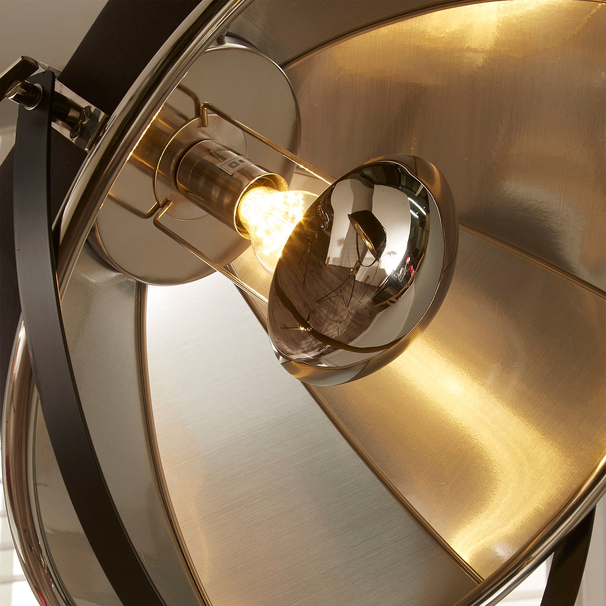 Elstree Black and Silver Metal Tripod Floor Lamp from Roseland Furniture