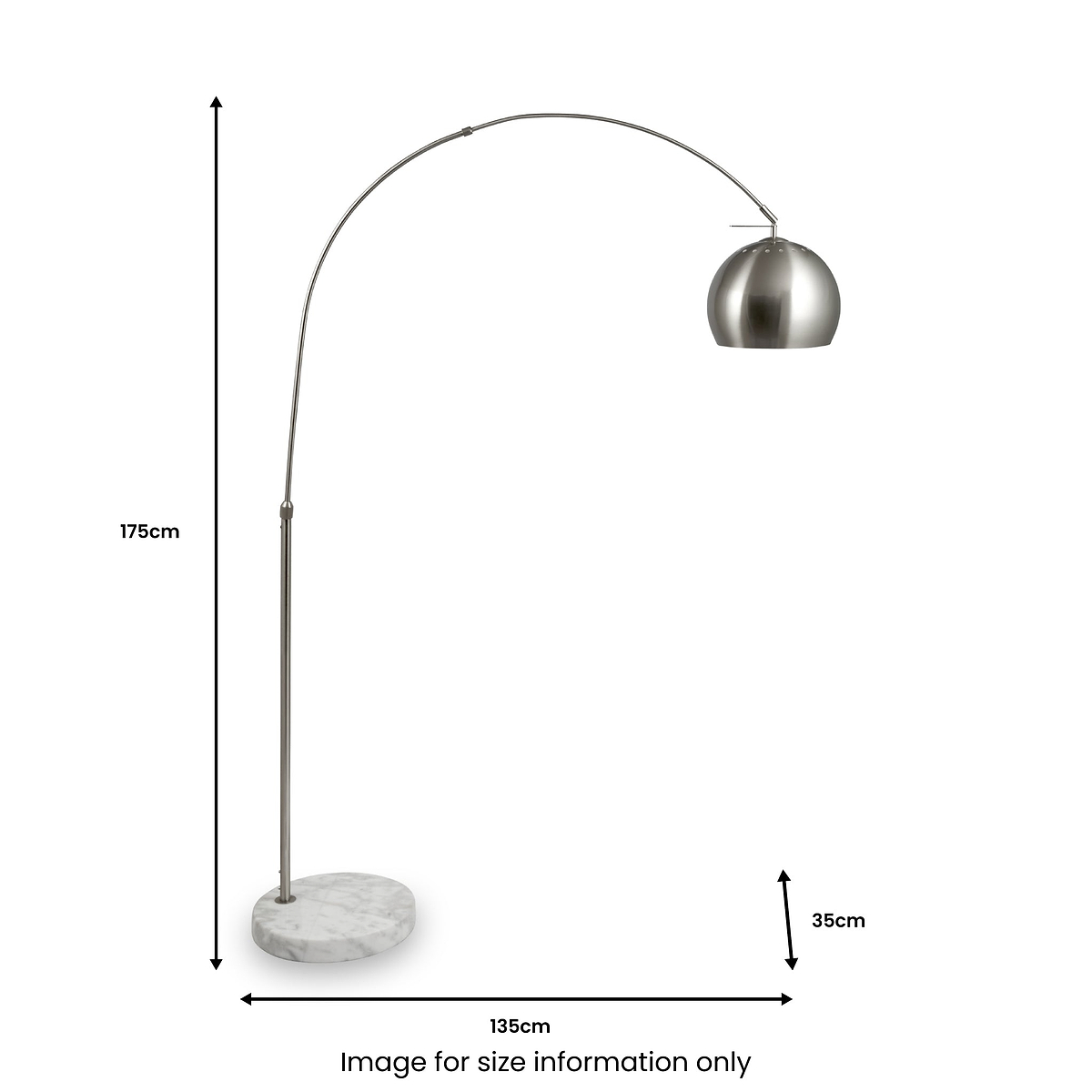 Feliciani Brushed Silver Metal and White Marble Floor Lamp