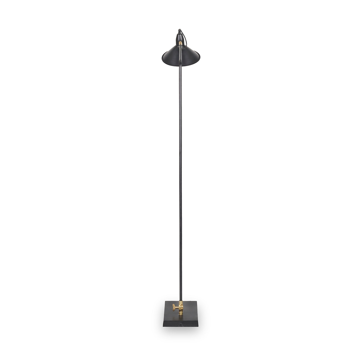 Canton Matt Black and Brass Metal Cone Floor Lamp