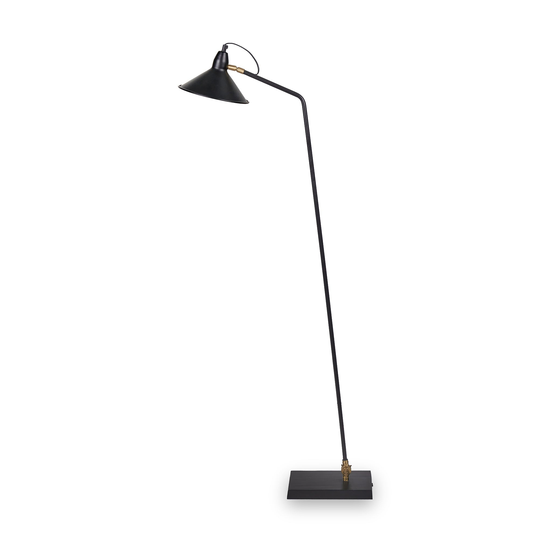 Canton Matt Black and Brass Metal Cone Floor Lamp