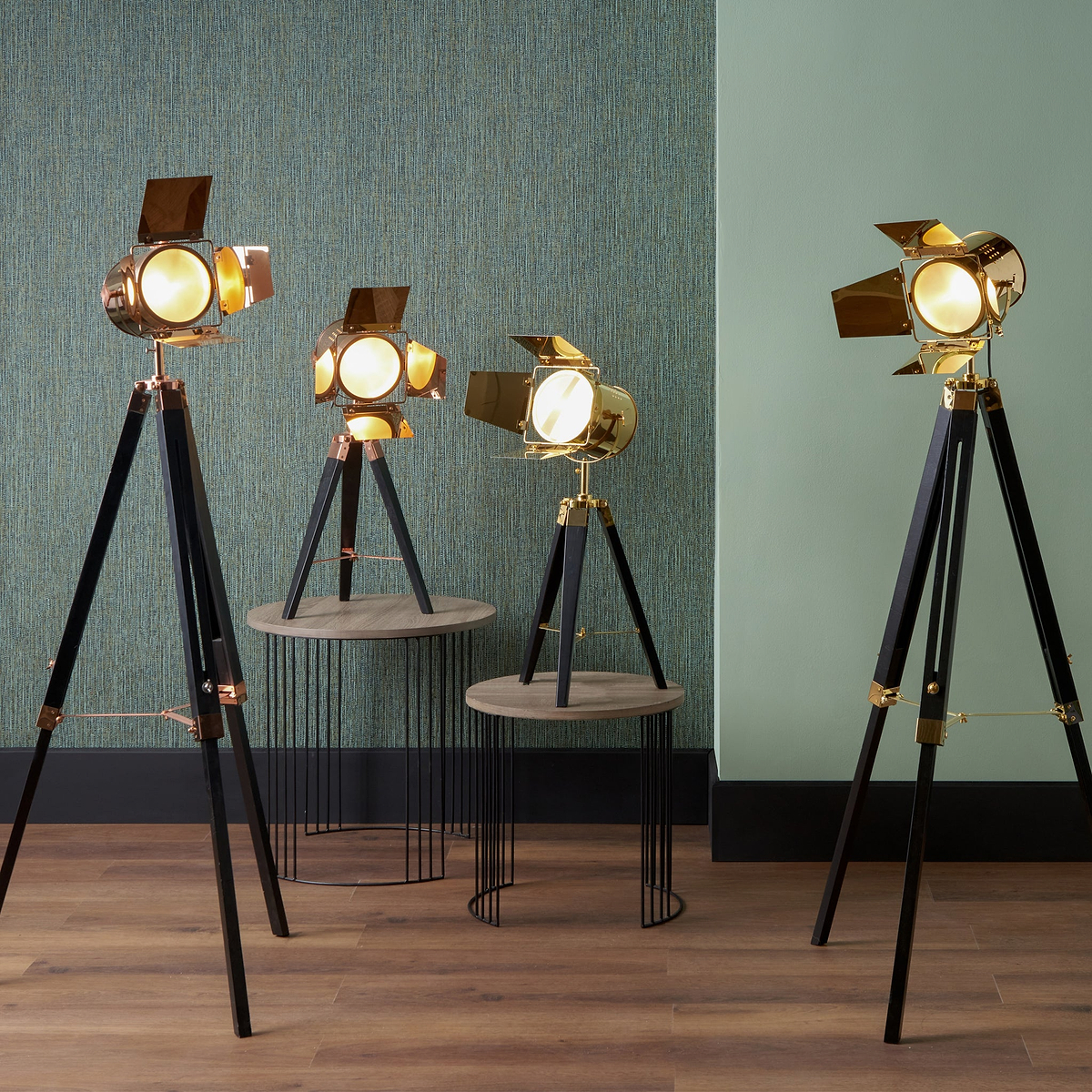 Hereford Gold and Black Tripod Floor Lamp