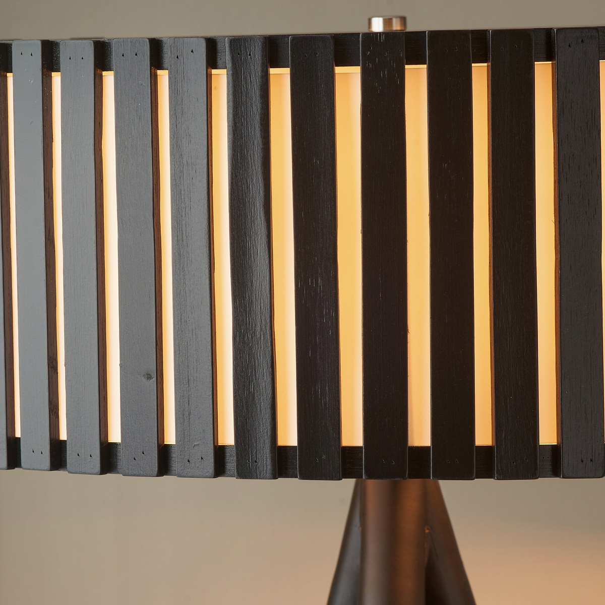 Rabanne Slatted Black Wood Tripod Floor Lamp