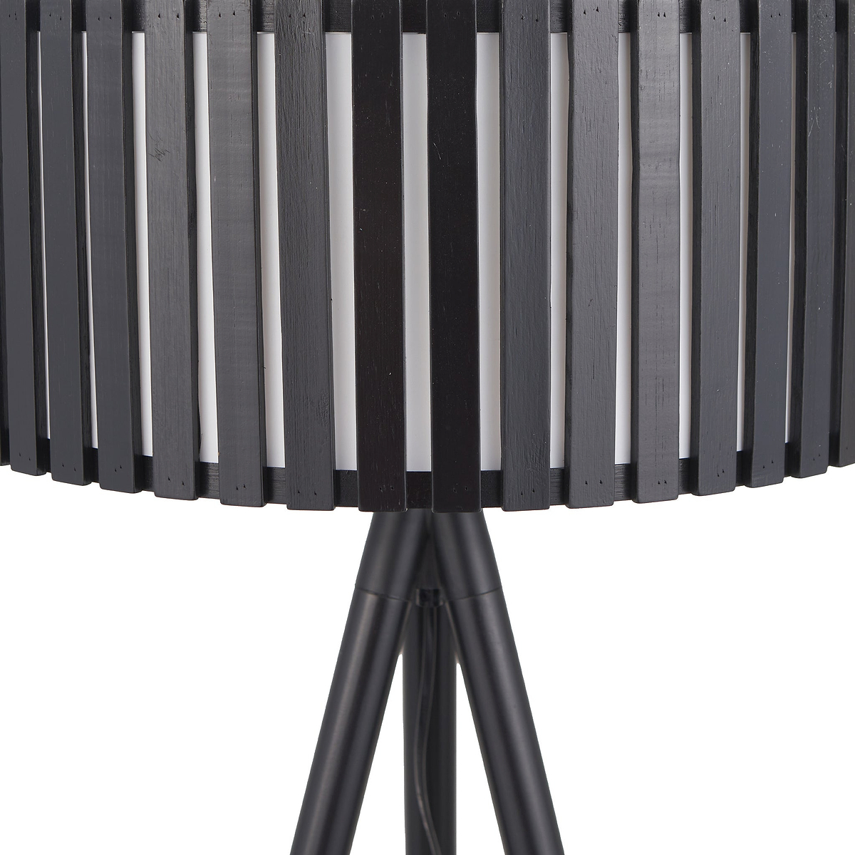Rabanne Slatted Black Wood Tripod Floor Lamp