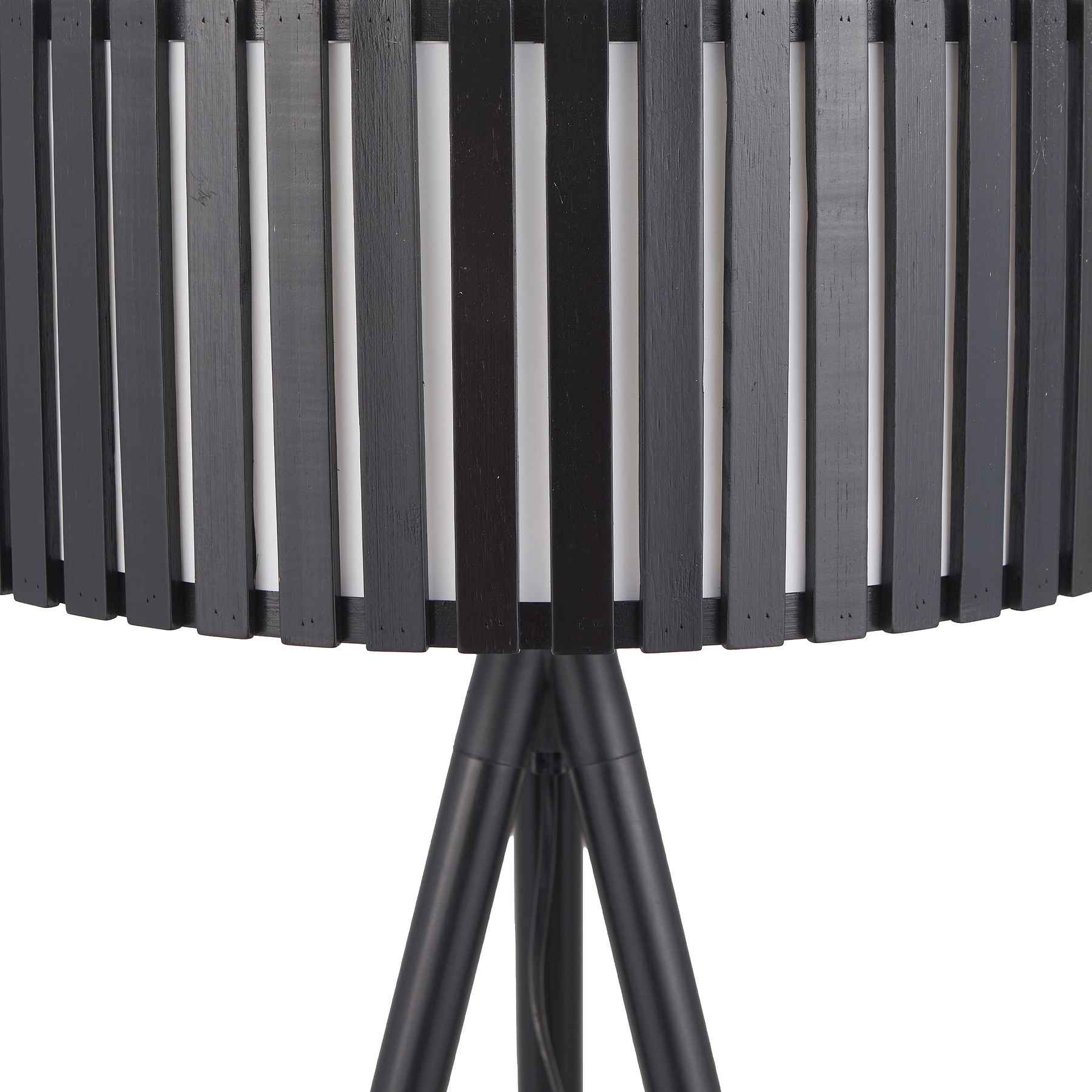 Rabanne Slatted Black Wood Tripod Floor Lamp