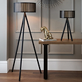 Rabanne Slatted Black Wood Tripod Floor Lamp