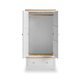 Farro Grey 2 Door Double Wardrobe with open doors and wooden hanging rail