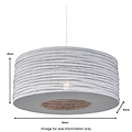 A round, textured ceiling lamp in a neutral color, hanging, with dimensions labeled: 50cm wide, 25cm high. Text reads "Image for size information only".