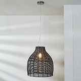 Caswell Black Rattan Coche Pendant for living room