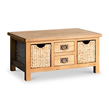 Surrey Oak Coffee Table with Baskets by Roseland Furniture