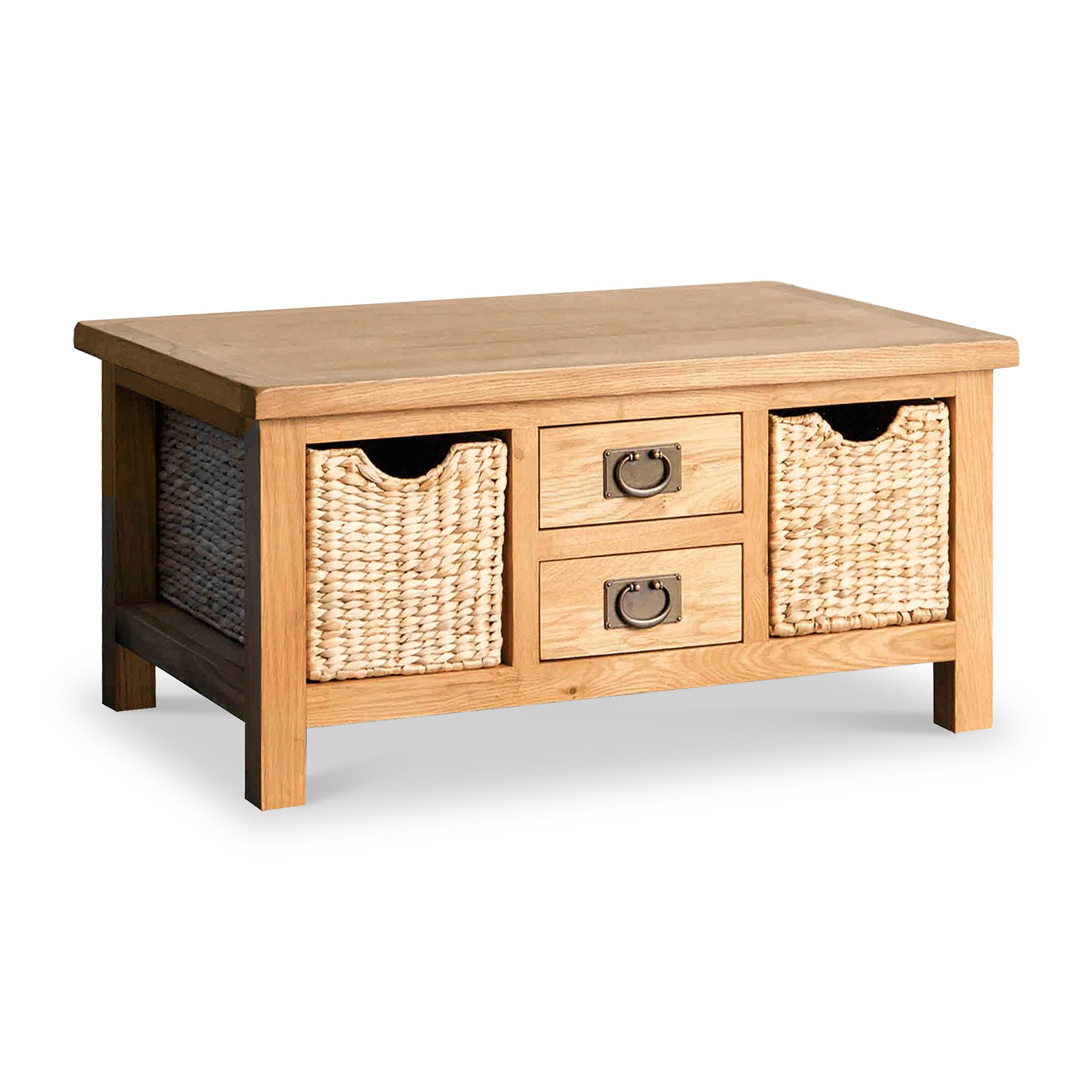 Surrey Oak Coffee Table with Baskets by Roseland Furniture