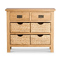 Surrey Oak Console Table with Baskets by Roseland Furniture