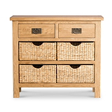 Surrey Oak Console Table with Baskets by Roseland Furniture