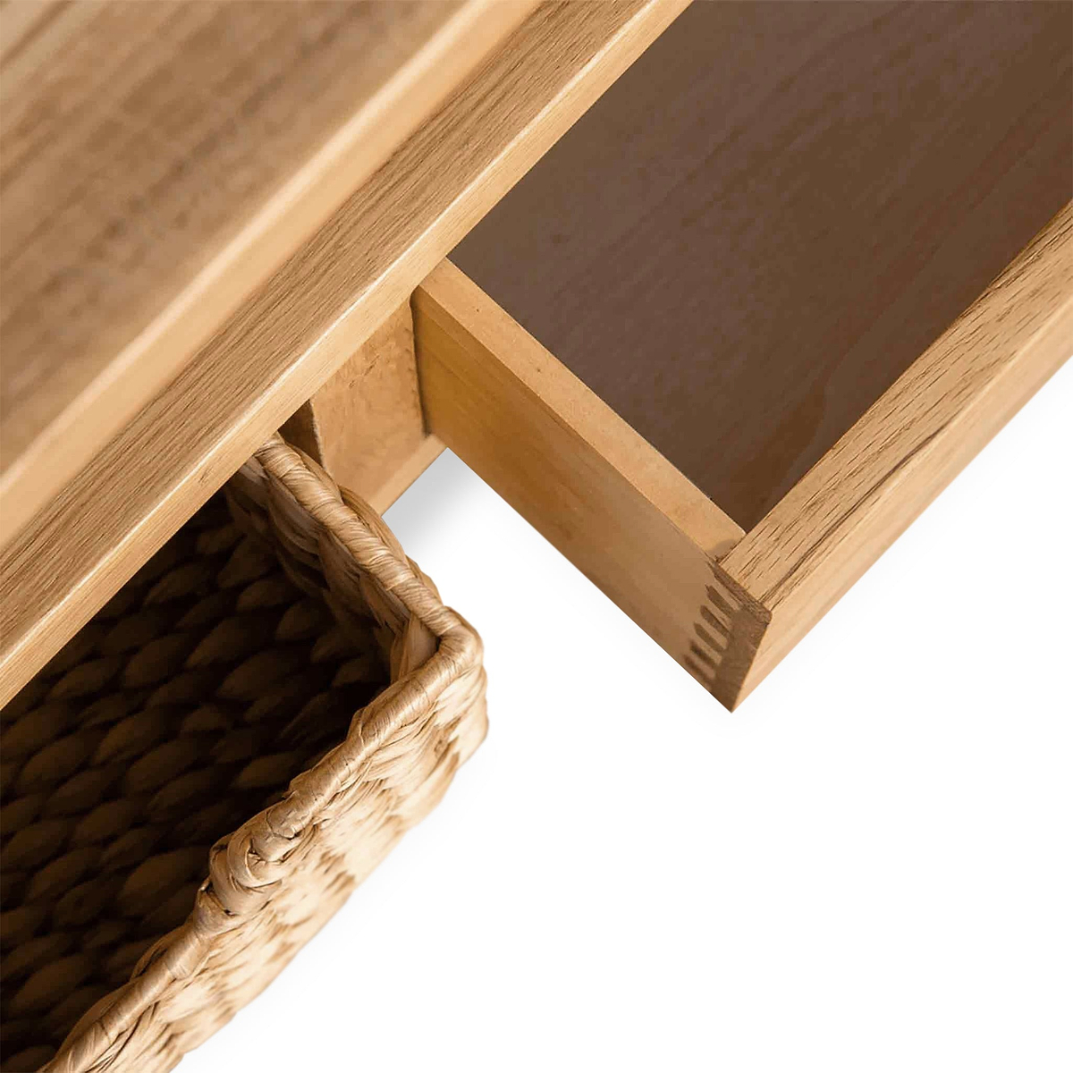 Surrey Oak Coffee Table with Baskets by Roseland Furniture