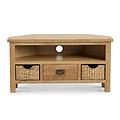 Surrey Oak Corner TV Stand with Baskets by Roseland Furniture