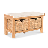 Surrey Oak Hall Bench with Baskets by Roseland Furniture