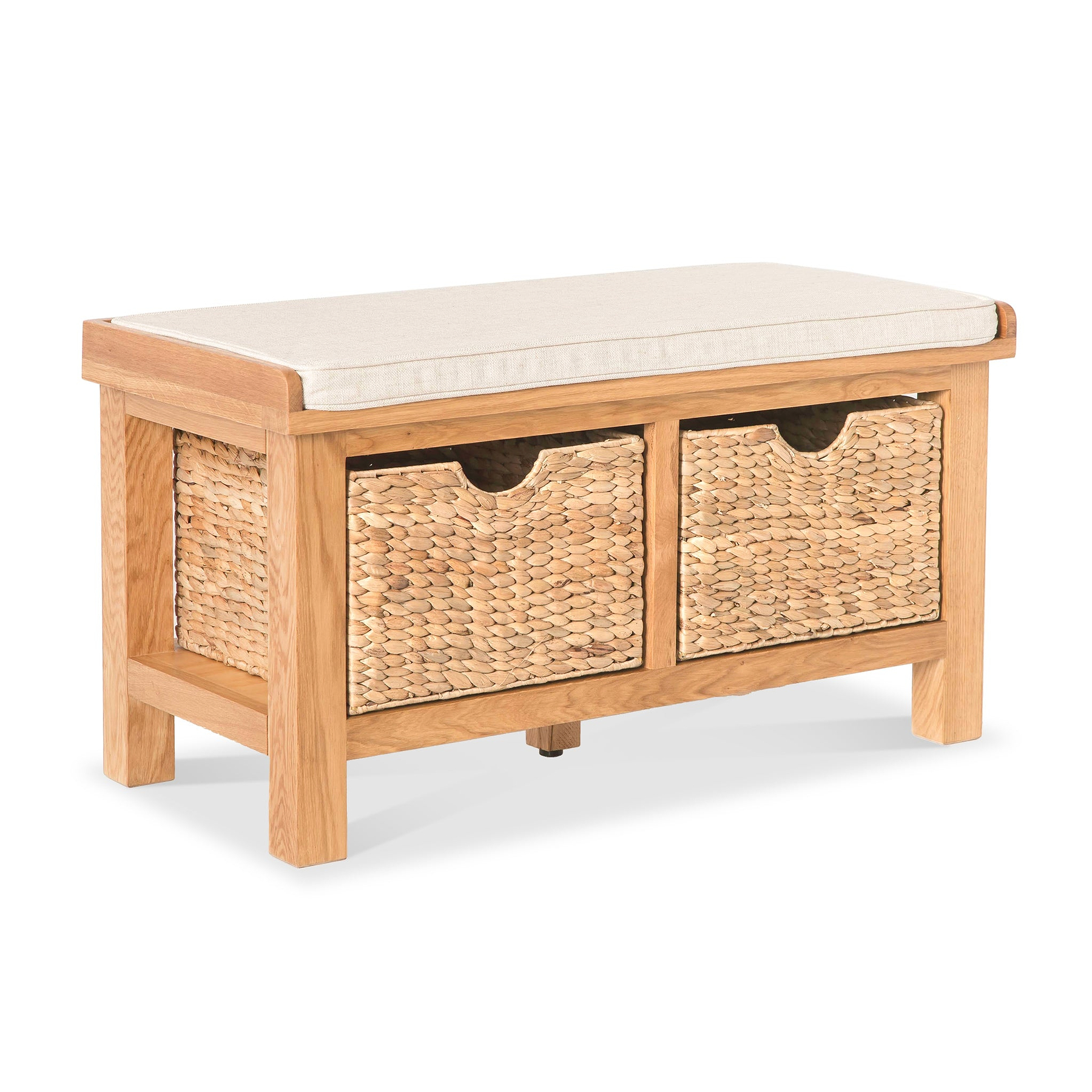 Surrey Oak Hall Bench with Baskets by Roseland Furniture