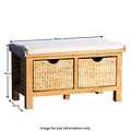 Surrey Oak Hall Bench with Baskets - Size guide