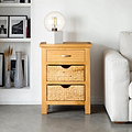 London Oak Telephone Table with Baskets for  modern country style hallway or entryway