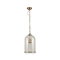 Cloche Clear Glass and Antique Brass Rimmed Pendant from Roseland Furniture