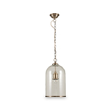 Cloche Clear Glass and Antique Brass Rimmed Pendant from Roseland Furniture