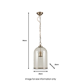Cloche Clear Glass and Antique Brass Rimmed Pendant for Living Room