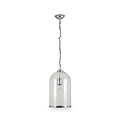 Cloche Clear Glass and Silver Pendant from Roseland Furniture