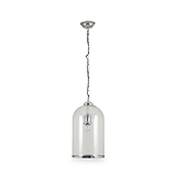 Cloche Clear Glass and Silver Pendant from Roseland Furniture