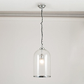 Cloche Clear Glass and Silver Pendant for living room