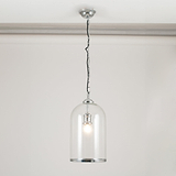 Cloche Clear Glass and Silver Pendant for living room