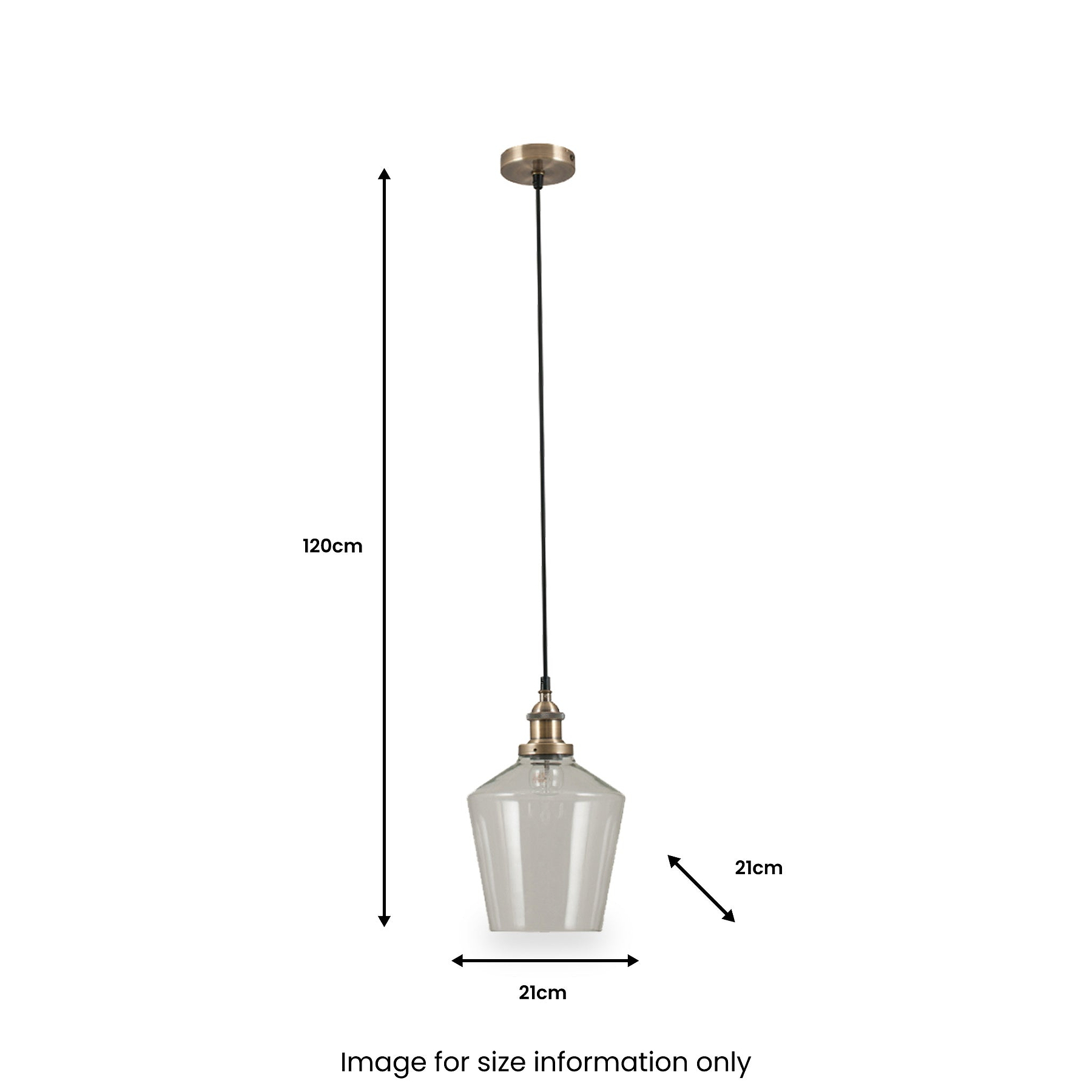 Emmanuelle Antique Brass Metal and Clear Glass Pendant for living room