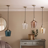 Emmanuelle Antique Brass Metal and Lustre Glass Pendant for living room