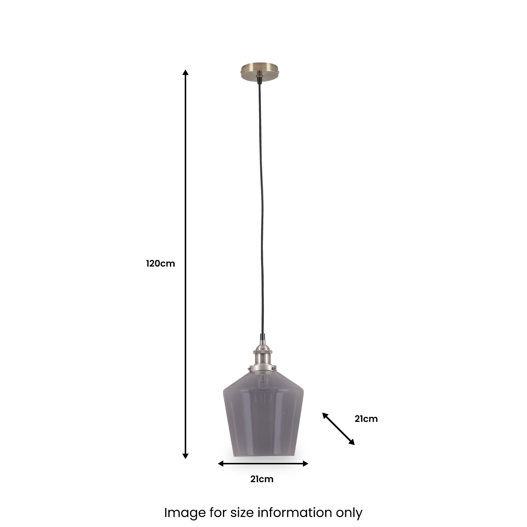 Emmanuelle Antique Silver Metal and Smoke Glass Pendant from Roseland Furniture