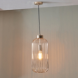 Dania French Gold Metal Wire Tall Pendant for living room