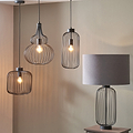 Dania Matt Black Metal Wire Ceiling Light Pendants