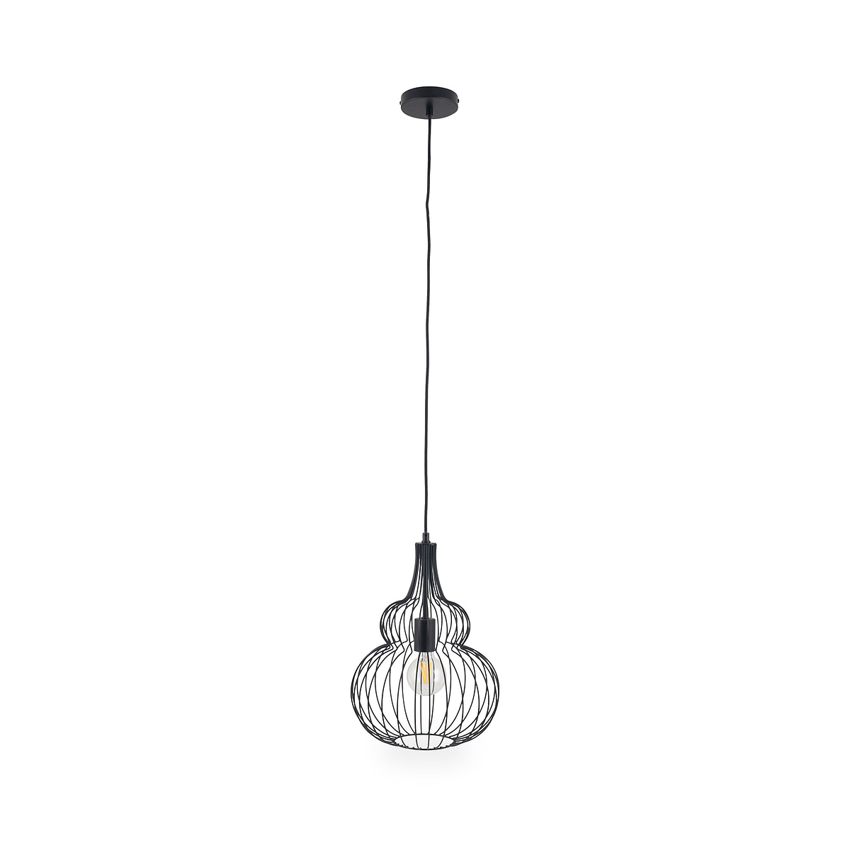 Dania Matt Black Metal Shaped Wire Pendant from Roseland Furniture