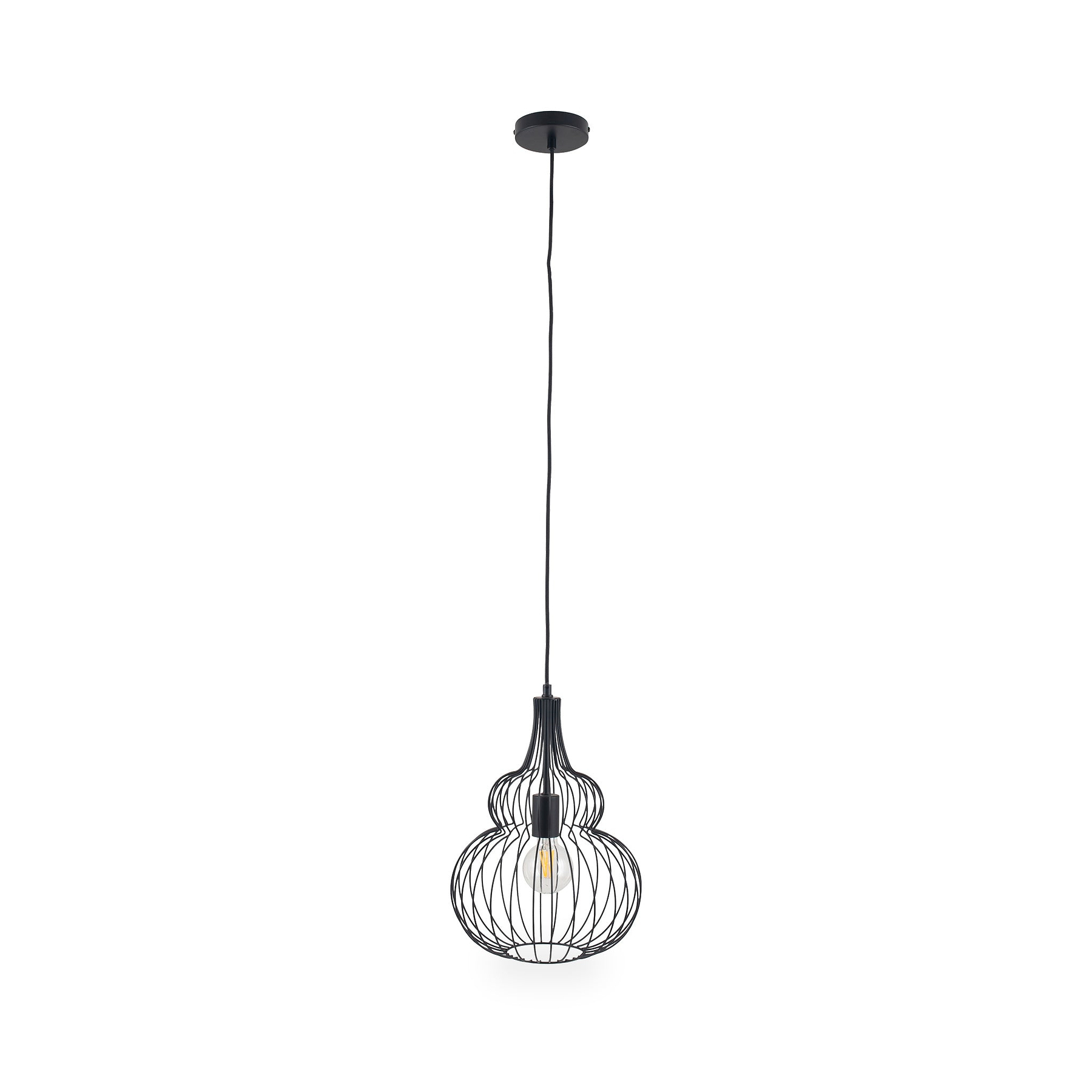 Dania Matt Black Metal Shaped Wire Pendant from Roseland Furniture