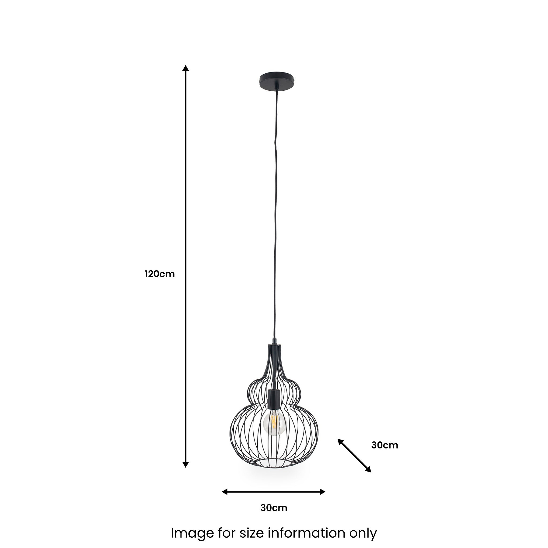 Dania Matt Black Metal Shaped Wire Pendant