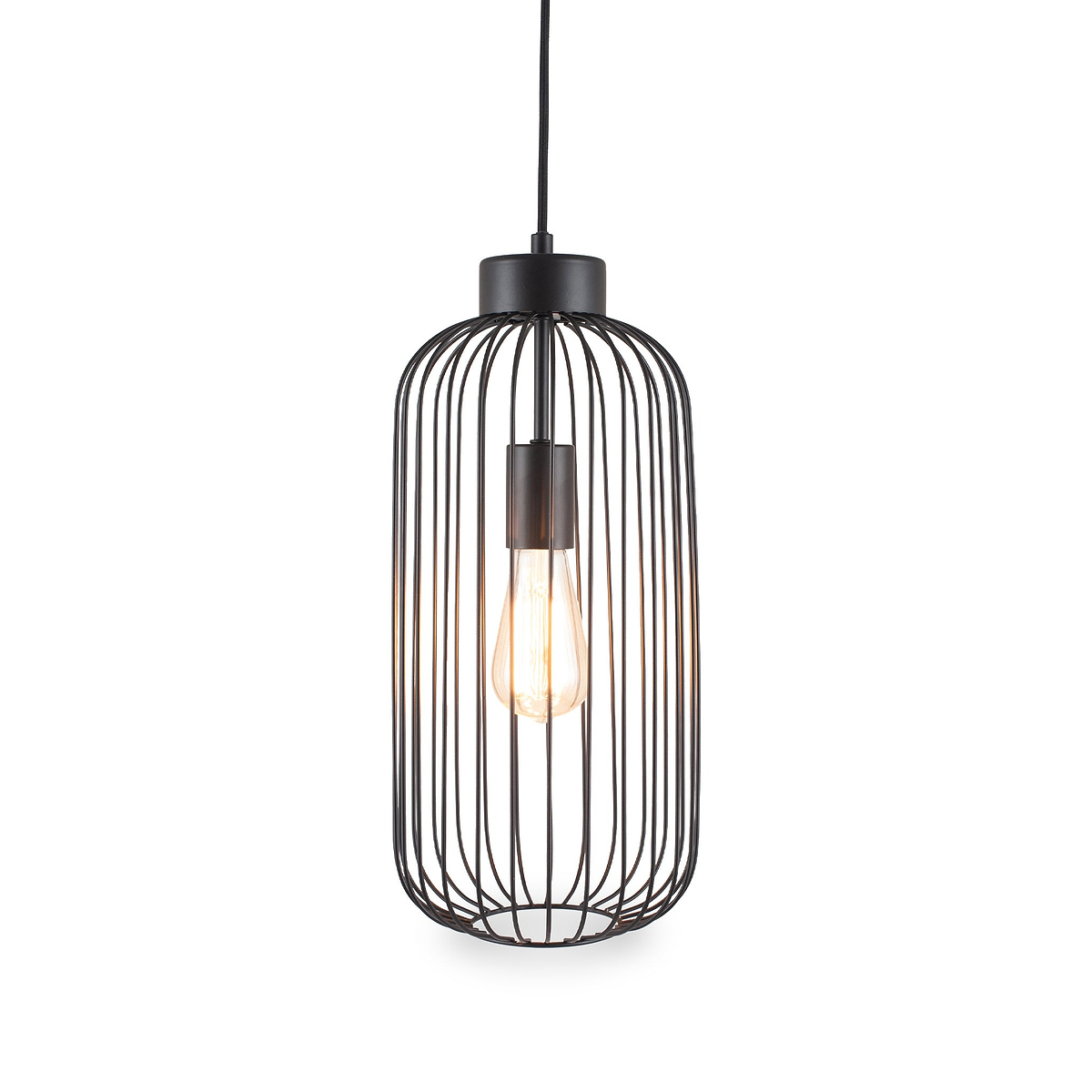 Dania Matt Black Metal Wire Tall Pendant