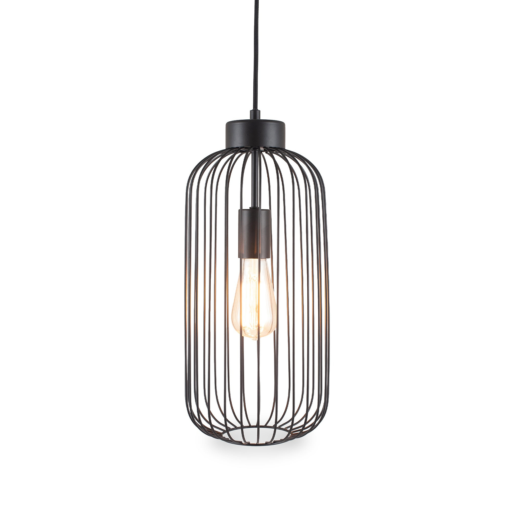 Dania Matt Black Metal Wire Tall Pendant