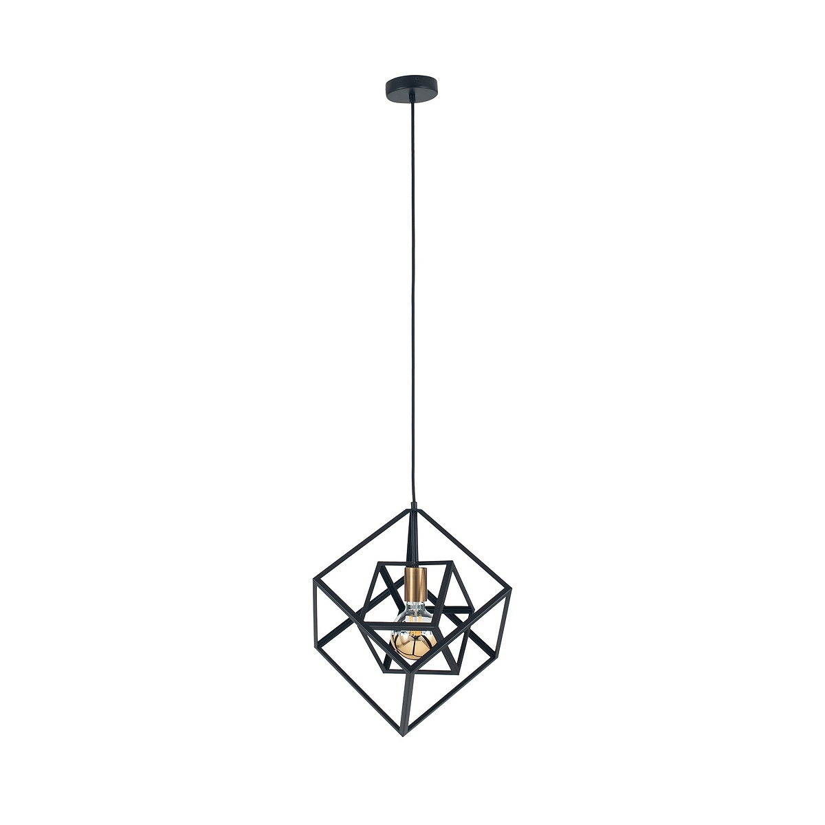Alessio Matt Black Metal Cube Pendant from Roseland Furniture