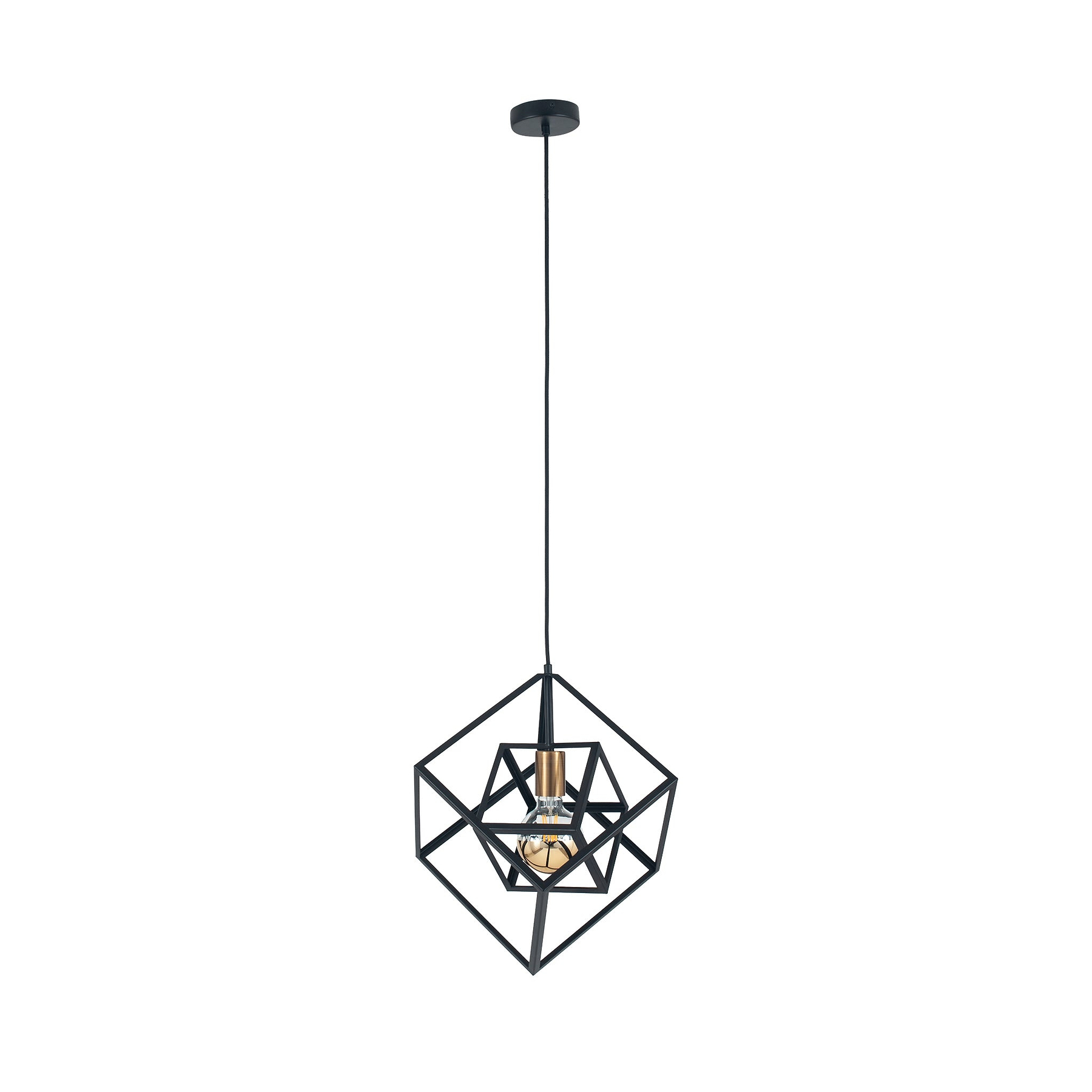 Alessio Matt Black Metal Cube Pendant from Roseland Furniture