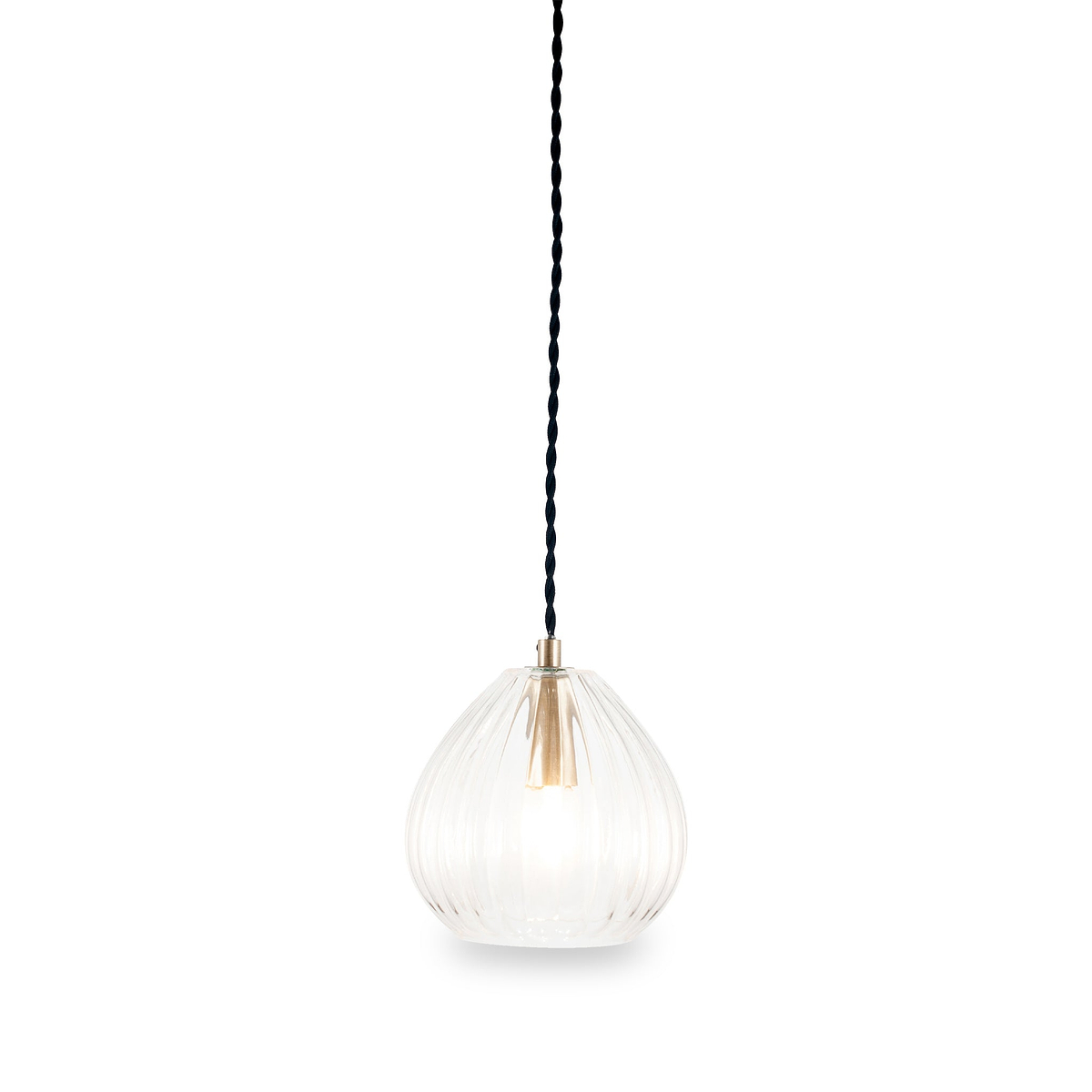 Ella Clear Ribbed Glass Teardrop Pendant