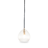 Ella Clear Ribbed Glass Teardrop Pendant