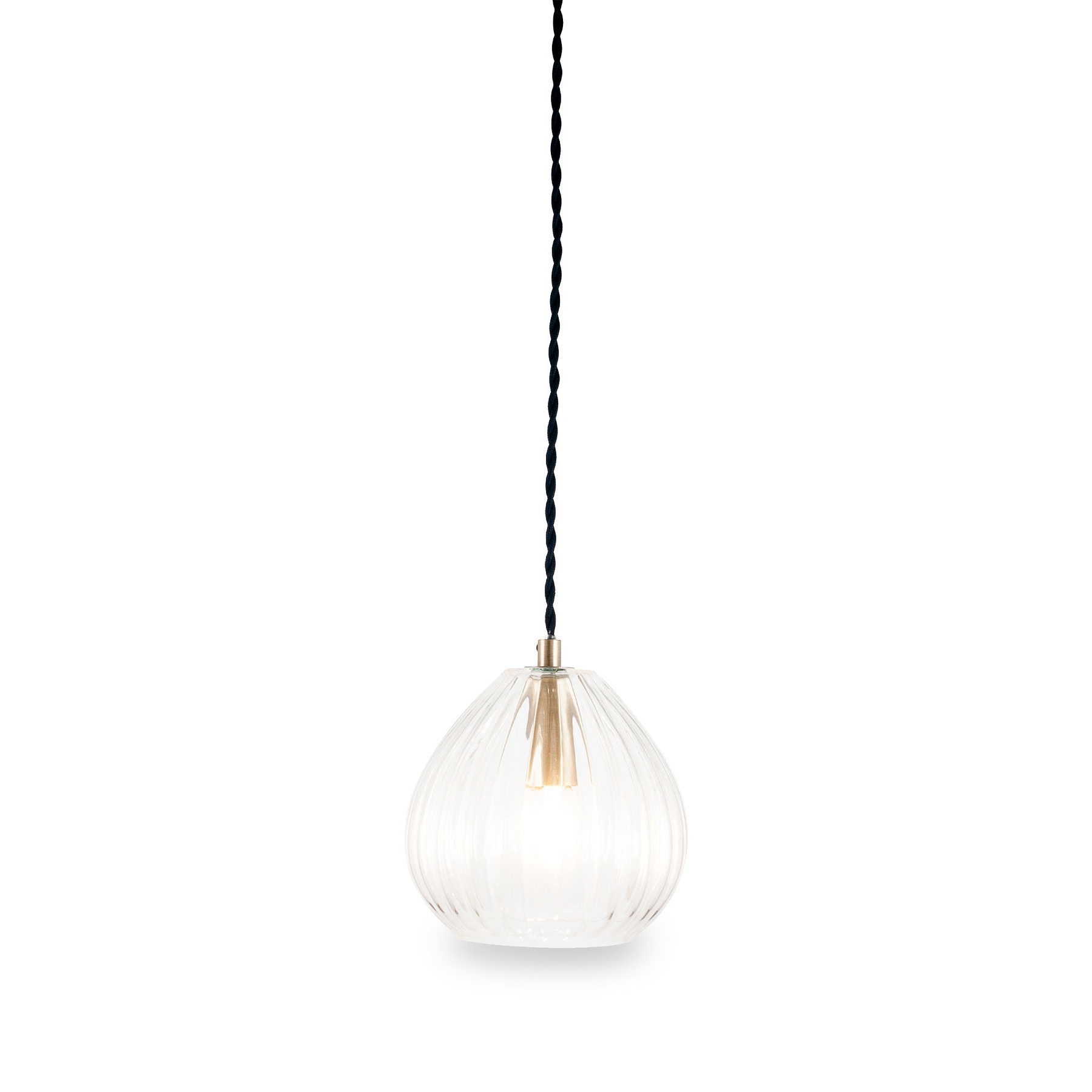Ella Clear Ribbed Glass Teardrop Pendant