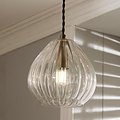 Ella Clear Ribbed Glass Teardrop Pendant