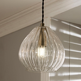 Ella Clear Ribbed Glass Teardrop Pendant