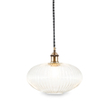 Abigail Clear Ribbed Glass Oval Pendant