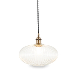 Abigail Clear Ribbed Glass Oval Pendant