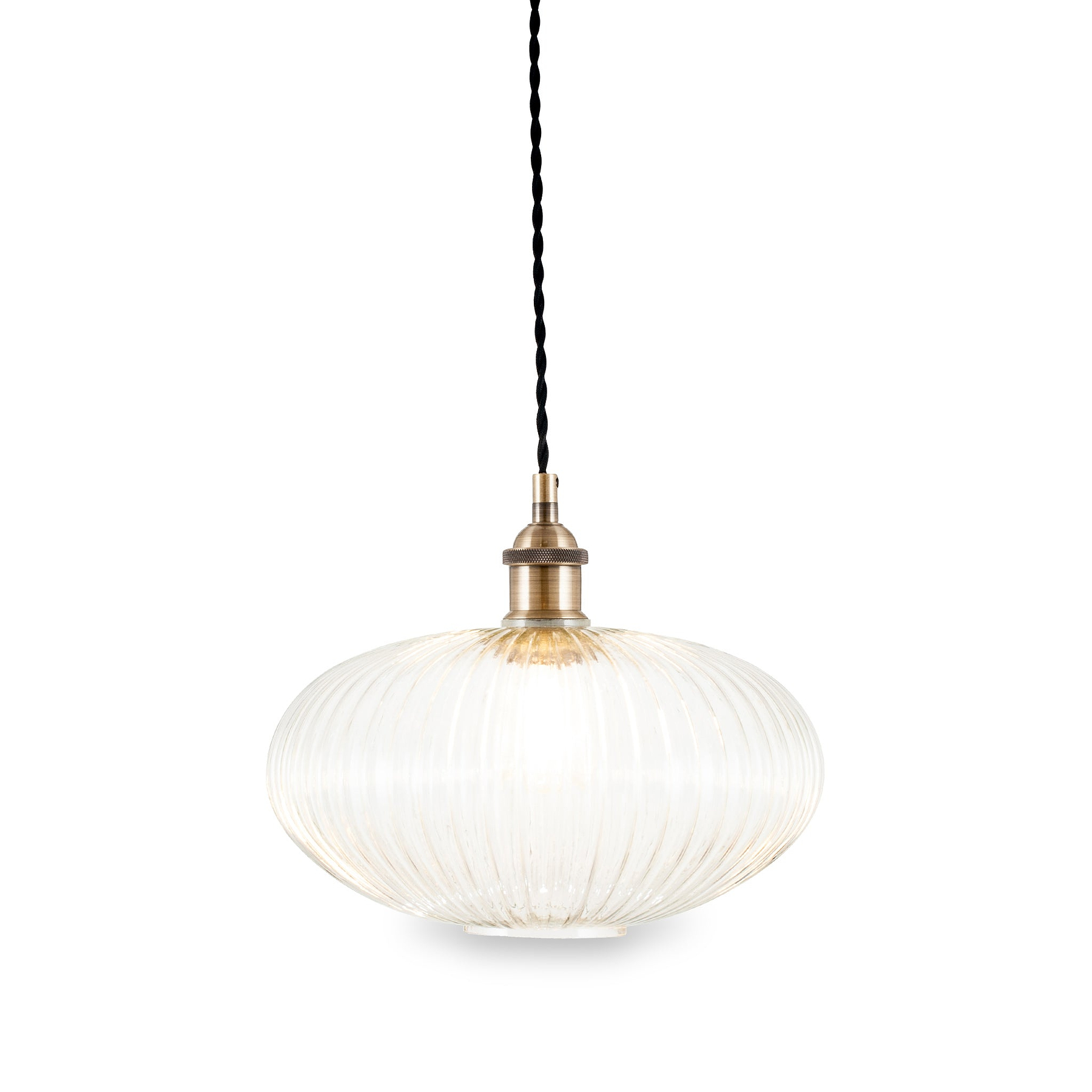 Abigail Clear Ribbed Glass Oval Pendant